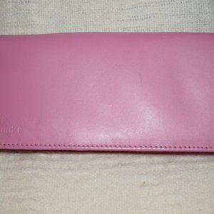 MAZE  Pink Leather Zip Around Wallet  Clutch Credit Card Case Passport Holder N4